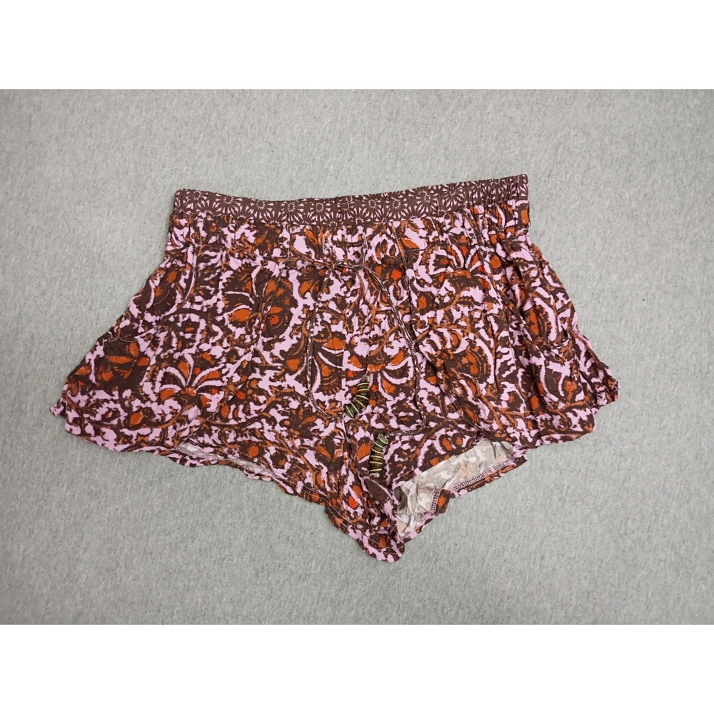 Free People Sm Women Pink Brown Boho Beaded Drawstring Shorts Goblincore Fairy